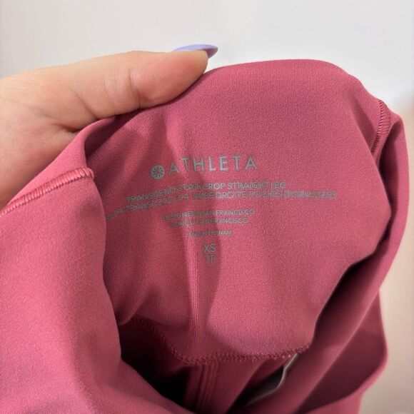 Athleta Transcend High Rise Stash Straight Crop NEW with tags Size XS Berry Rose - Picture 9 of 13
